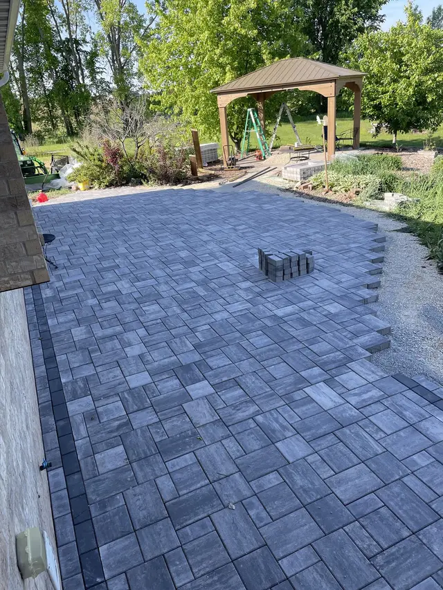 Paver patio with a gazebo